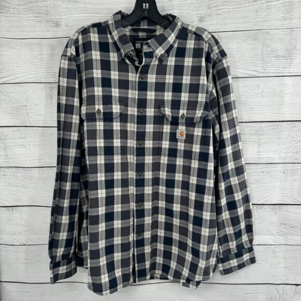 Carhartt Shirt‎ Men's Large Plaid Button Down Loose Fit Casual Work Wear